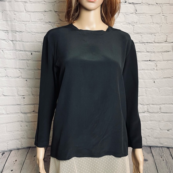 Joseph Ho Black Silk Back Buttons Blouse Size 8 - Picture 9 of 9